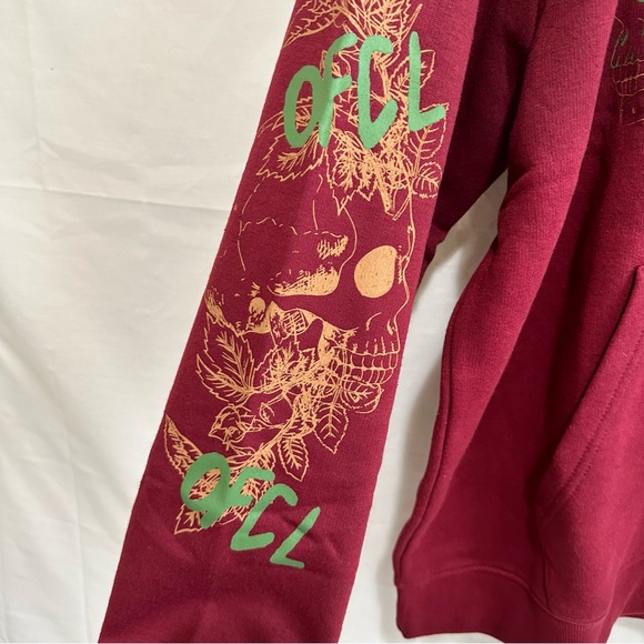 Boohoo Man Oversized Skull Homme Graphic Hoodie in Burgundy M or L - Picture 8 of 12